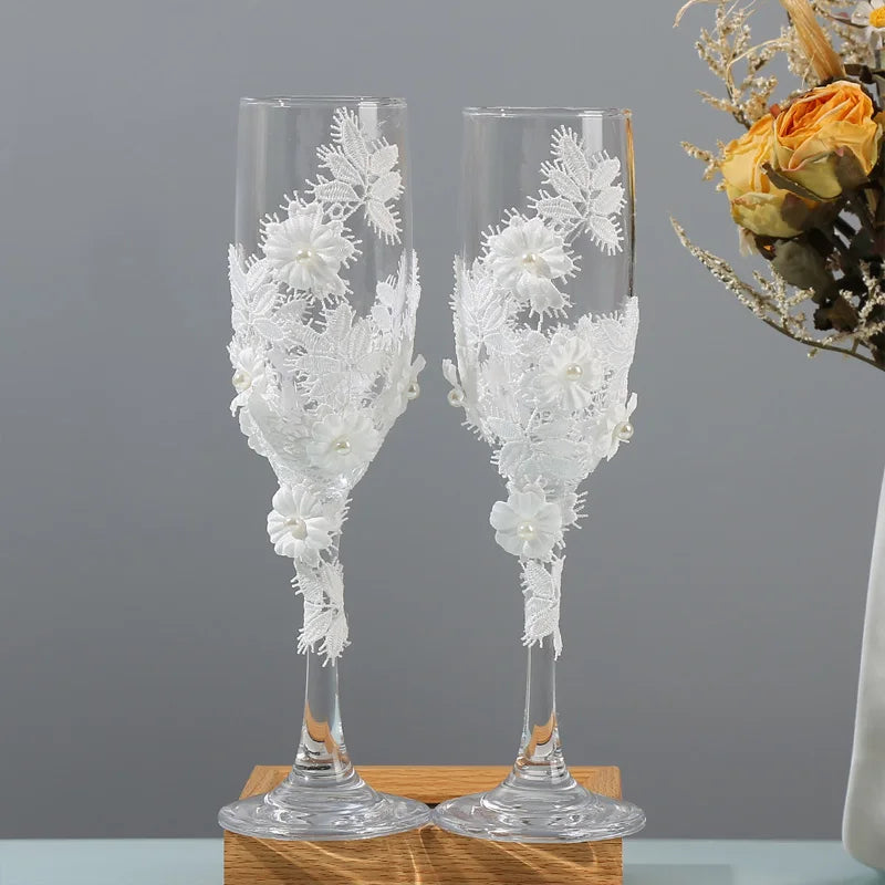 Verre à Fleurs en Dentelles Unique