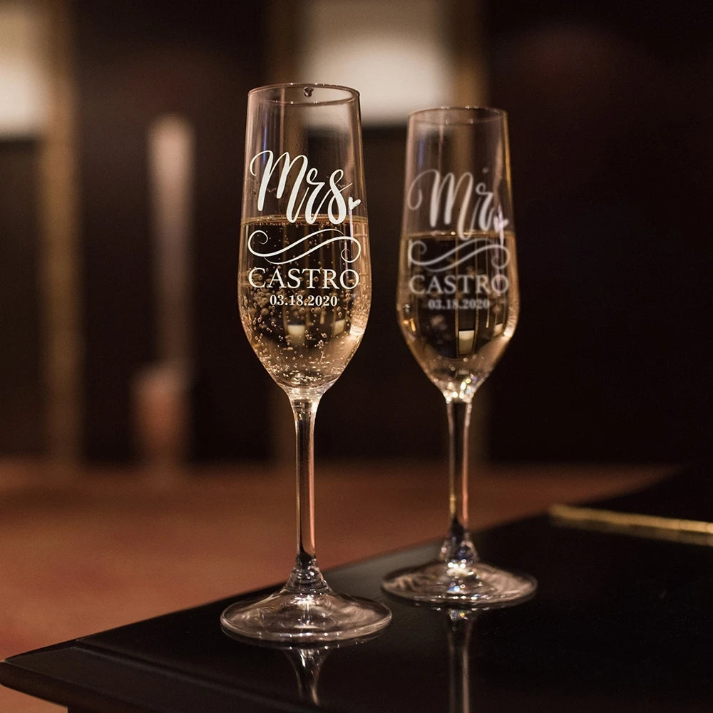 Verres à Pied Mariage Personnalisable Unique