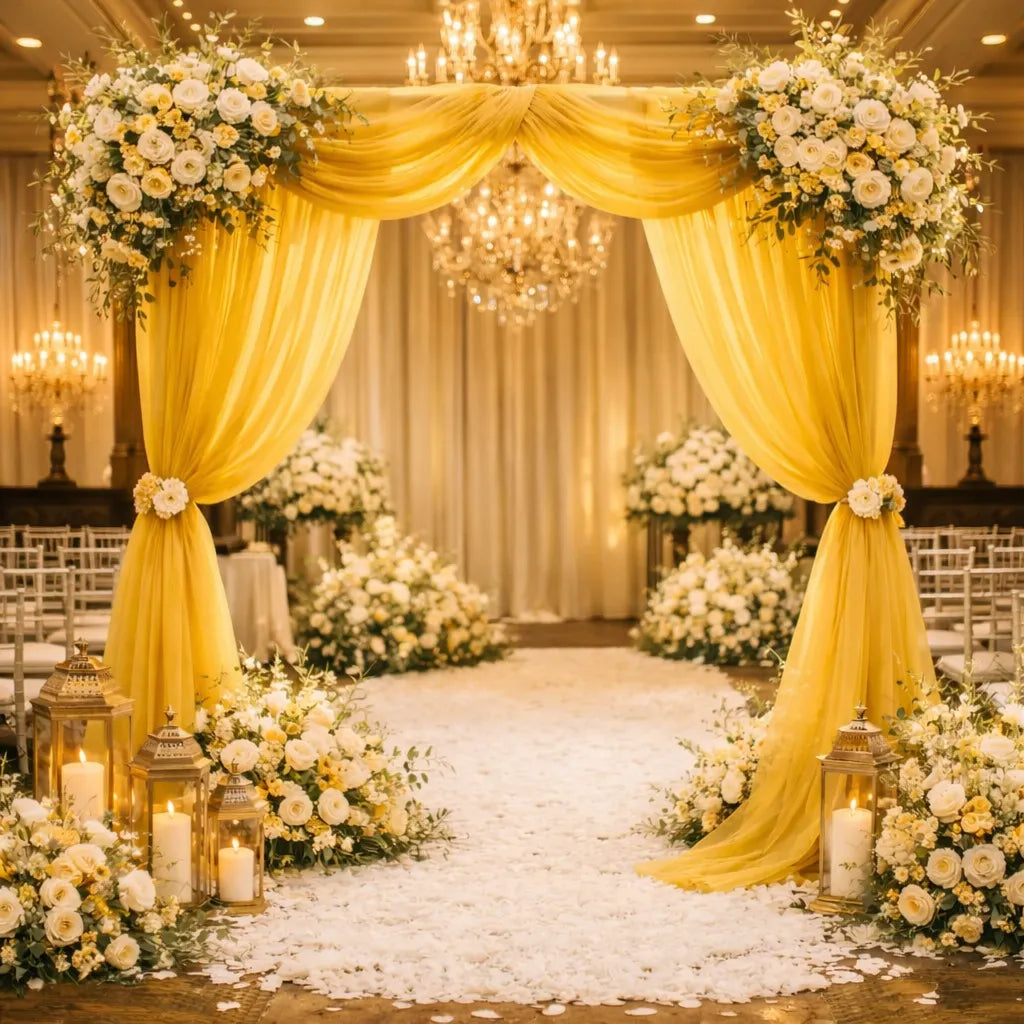 Voilage Arche Mariage Or en Organza Unique