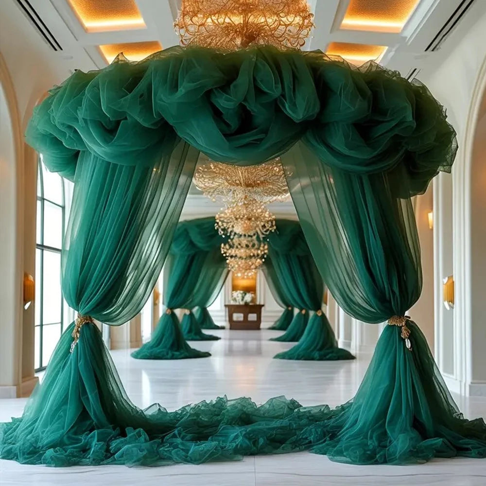 Voilage Arche Mariage Vert Émeraude en Tulle Chic