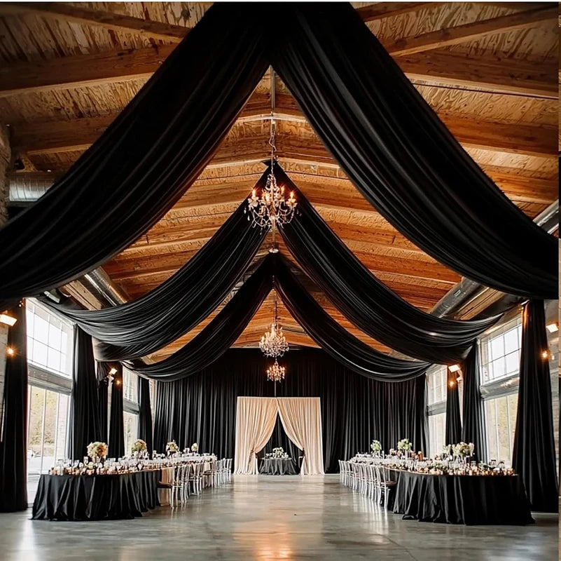 Voilage Double Couche Noir pour Plafond Mariage