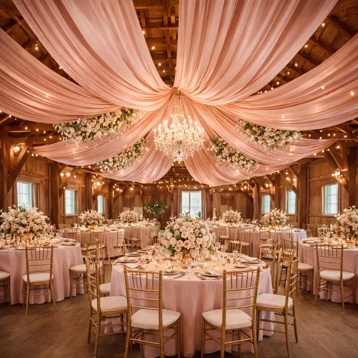 Voilage Mariage Satiné Rose Gold Plafond 