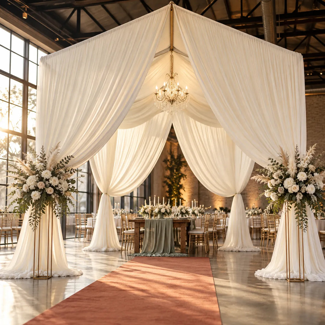 Voilage Plafond Mariage Double Couche Ivoire Propre