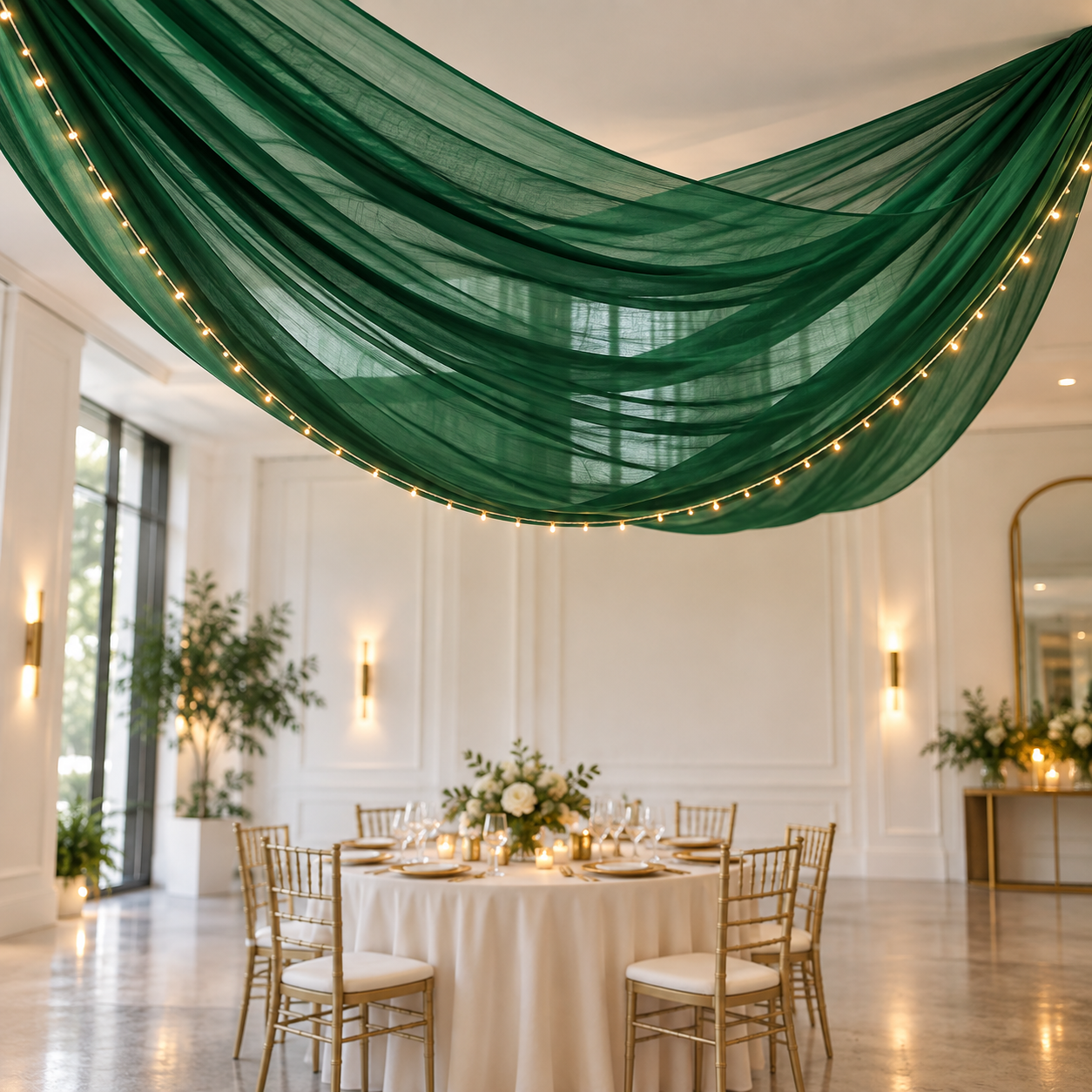 Voilage Plafond Mariage Vert Emeraude Design