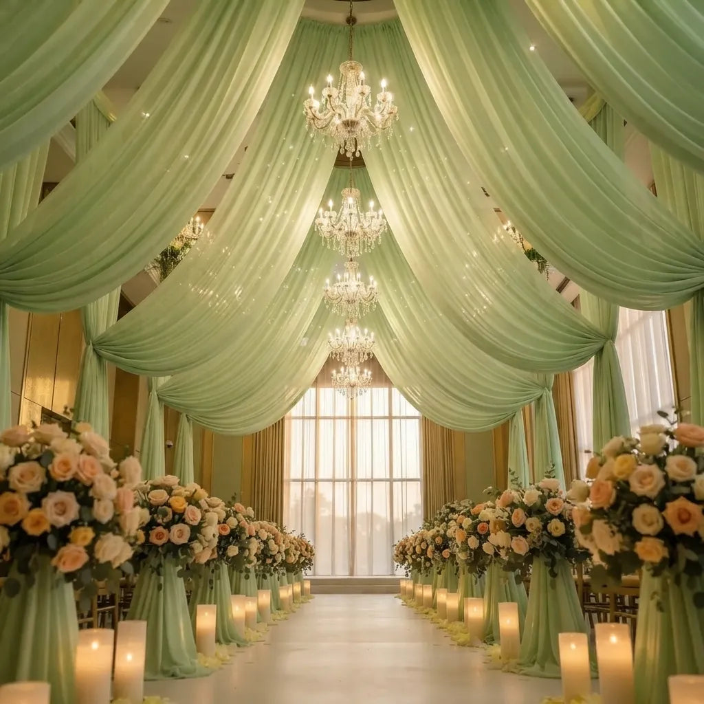 Voilage Plafond Mariage Vert Minimaliste