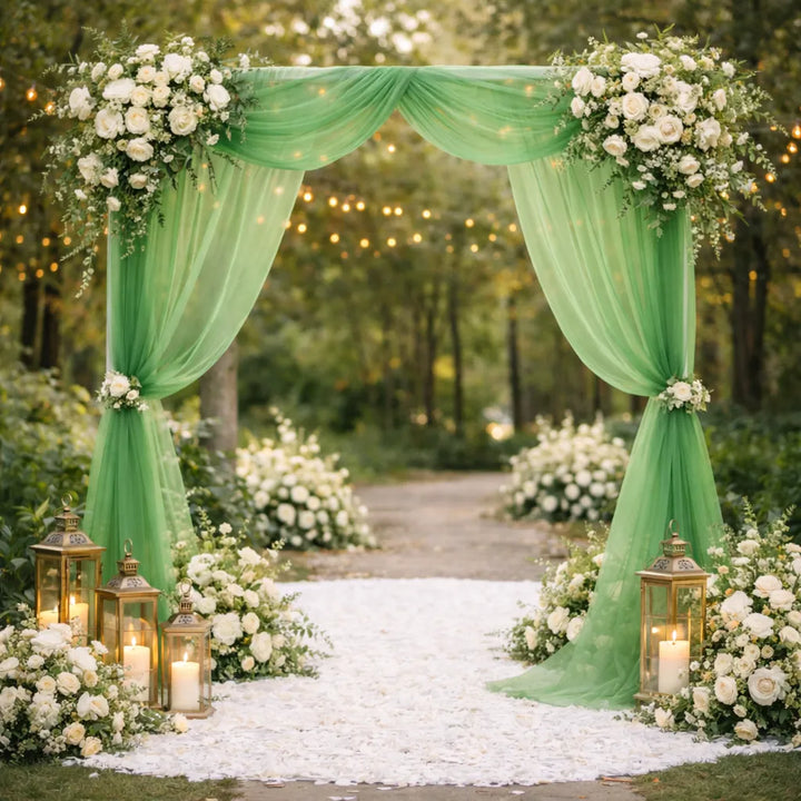 Voilage Vert Arche Mariage en Organza