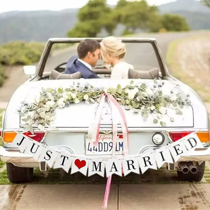 bannière Just Married pour voiture