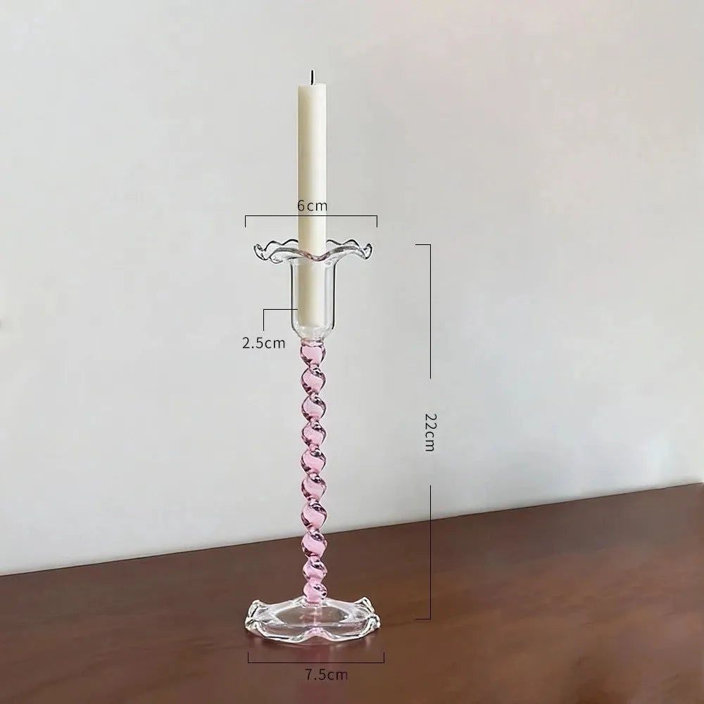 bougeoir mariage fleur à pied en verre raffinée