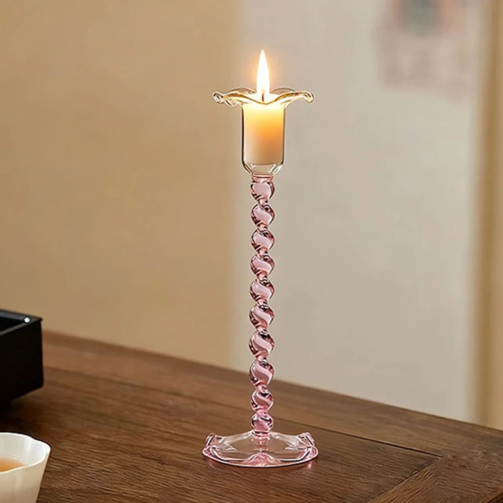 bougeoir mariage fleur en verre spécial