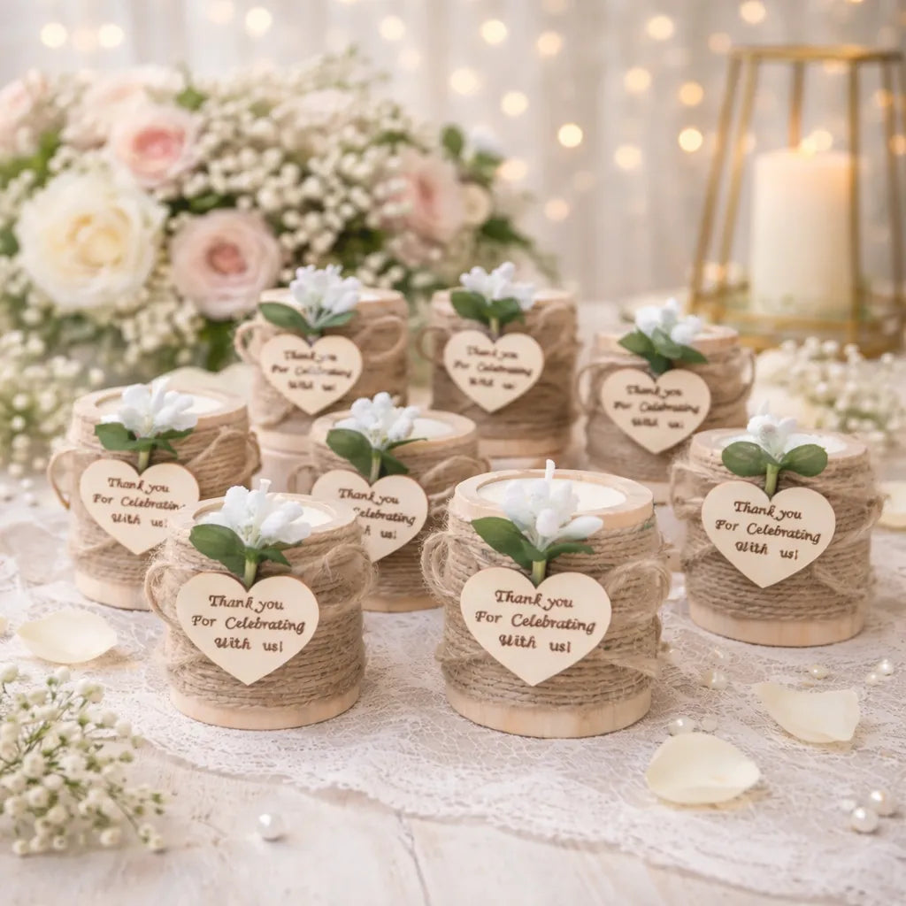 bougie rustique mariage pour invités raffinée