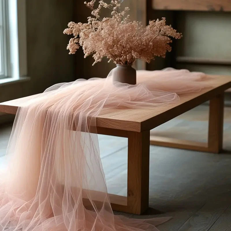 chemin de table mariage élégant en tulle