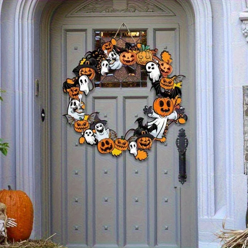 couronne citrouille halloween en bois sacrée