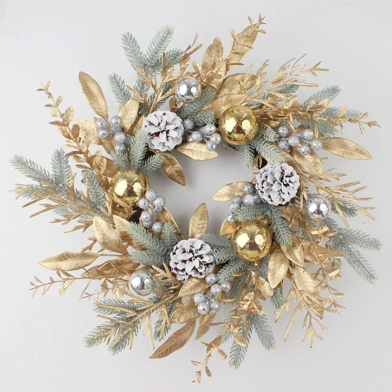 couronne de noël dorée et argentée festive chic