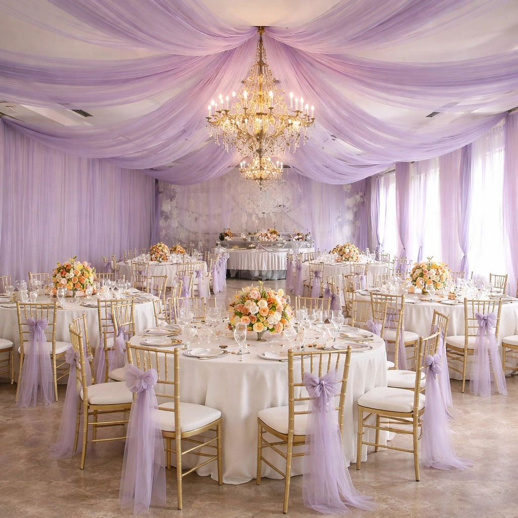 drapé mariage lavande en tulle
