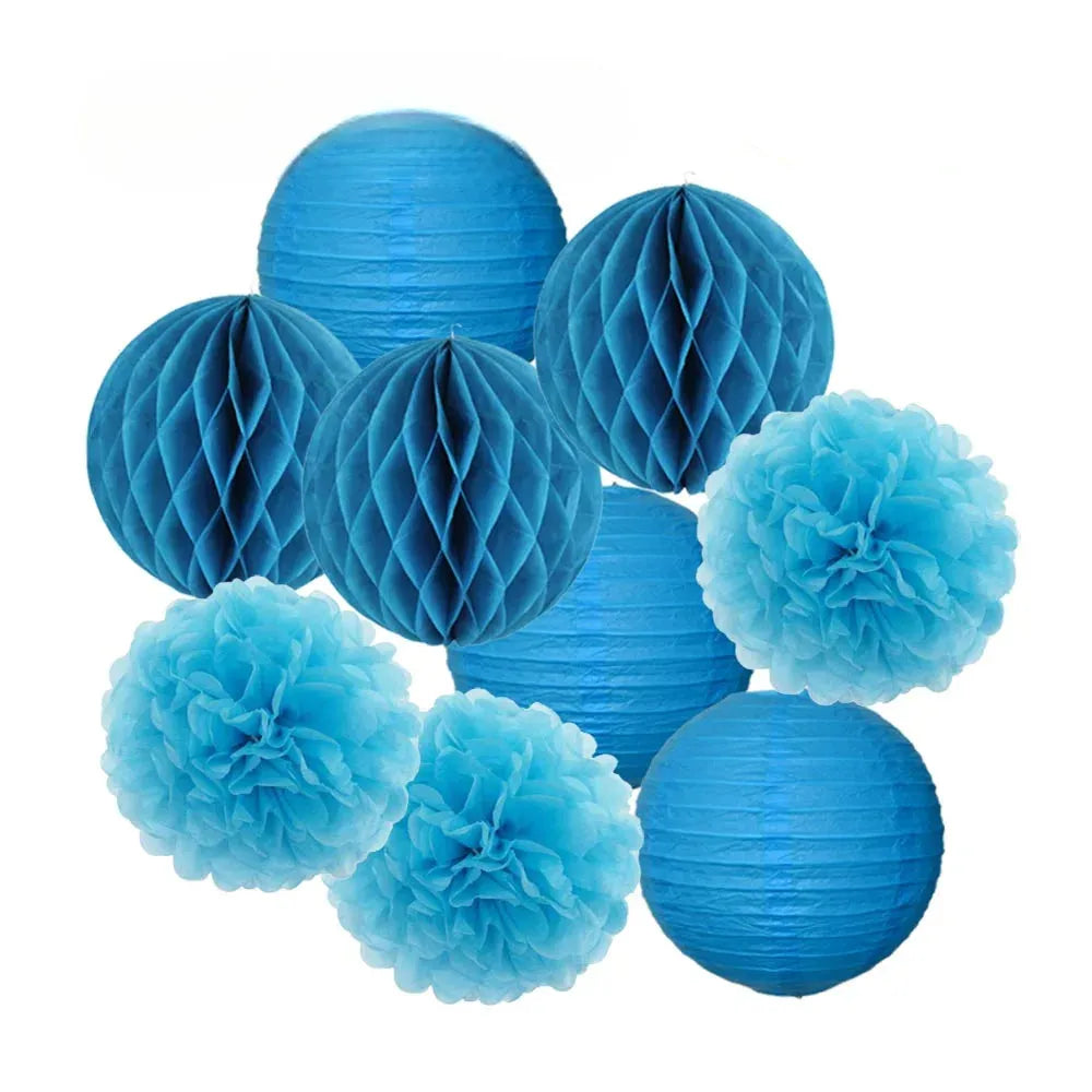ensemble de lampions bleus mariage chic