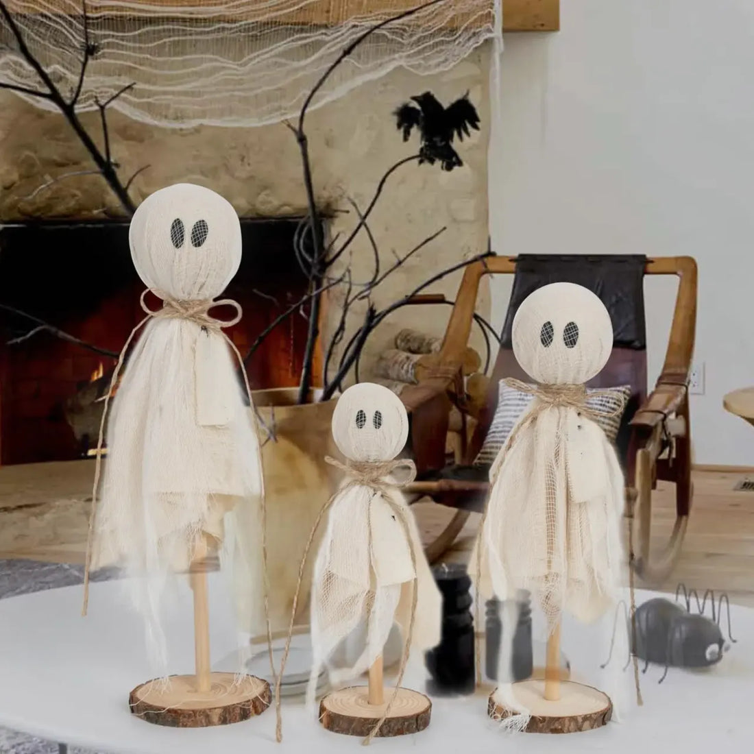 fantôme halloween décoratif en bois effrayant
