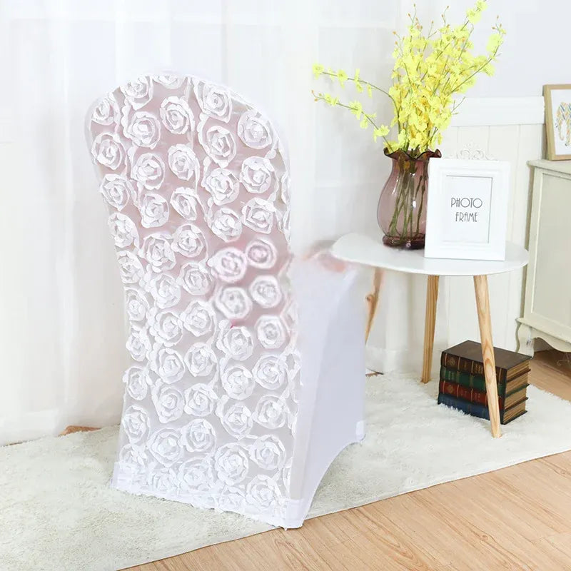 housse de chaise mariage satiné à motifs floraux chic