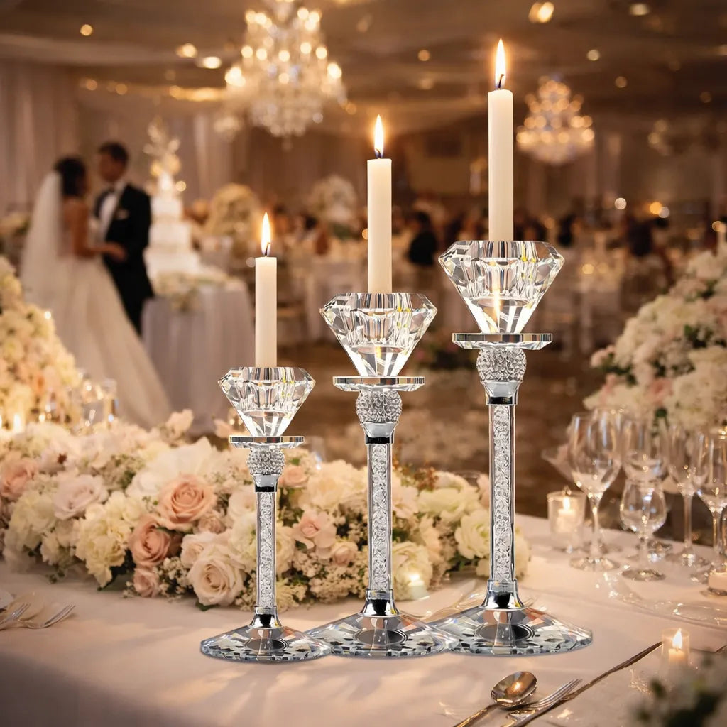lot de bougeoirs mariage diamant 