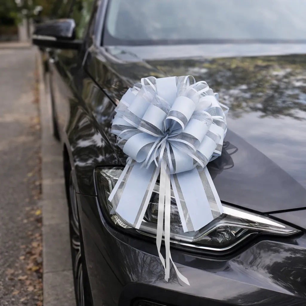  noeud ruban voiture mariage gris spécial