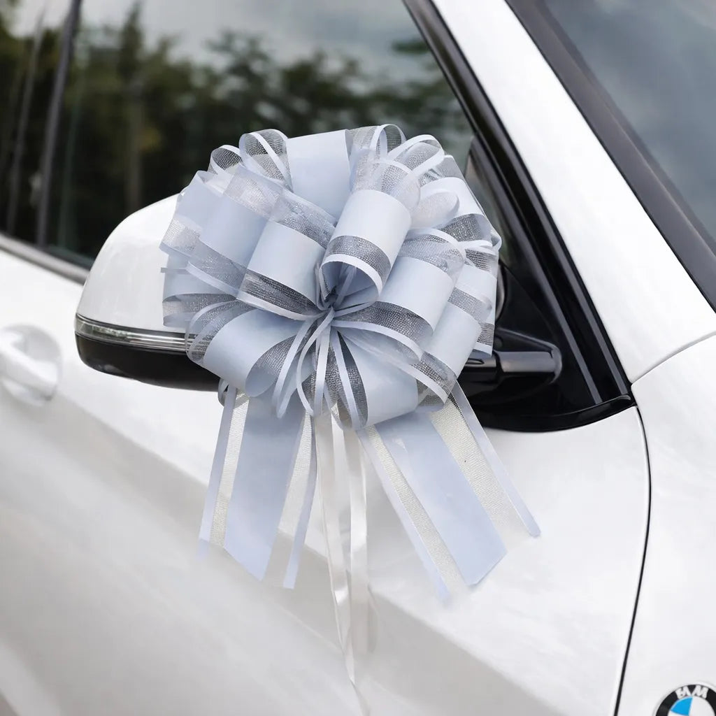  noeud ruban voiture mariage gris unique