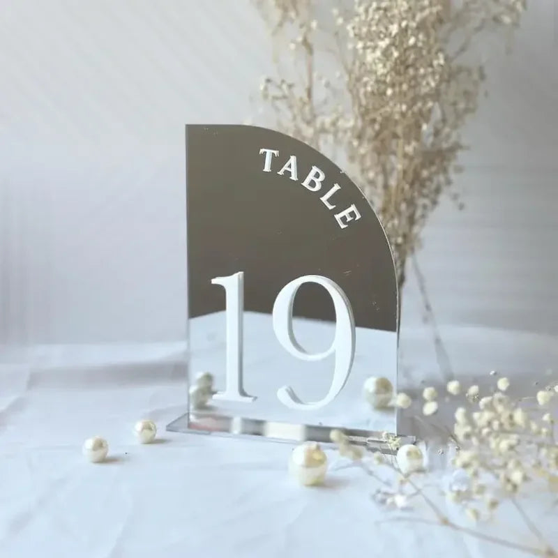 numéro de table miroir demi-arc mariage spécial