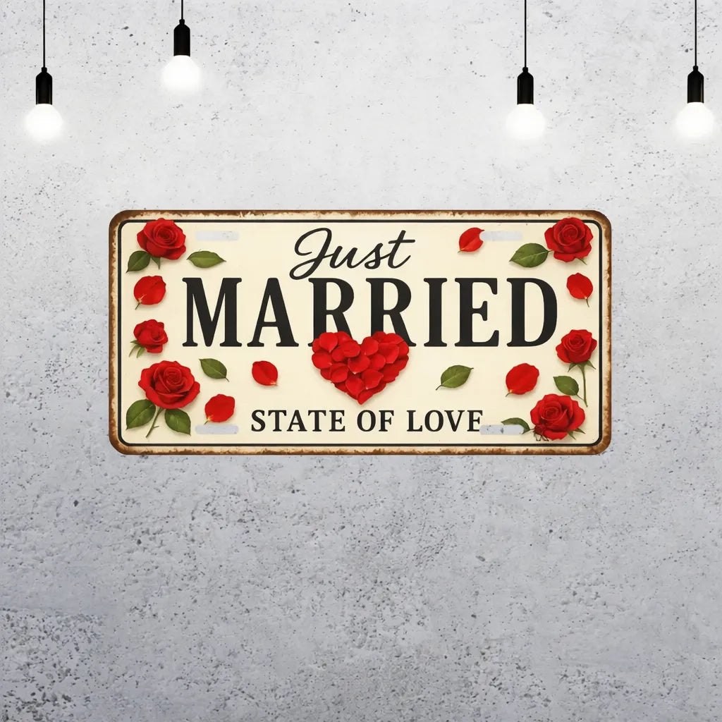plaque voiture mariage romantique chic