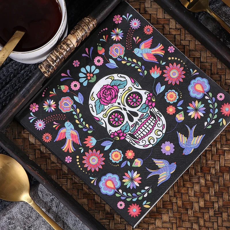 serviette crâne  halloween coloré légère