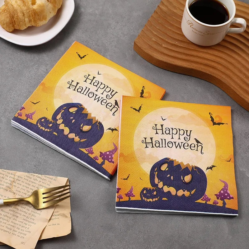 serviette de table citrouille effrayante