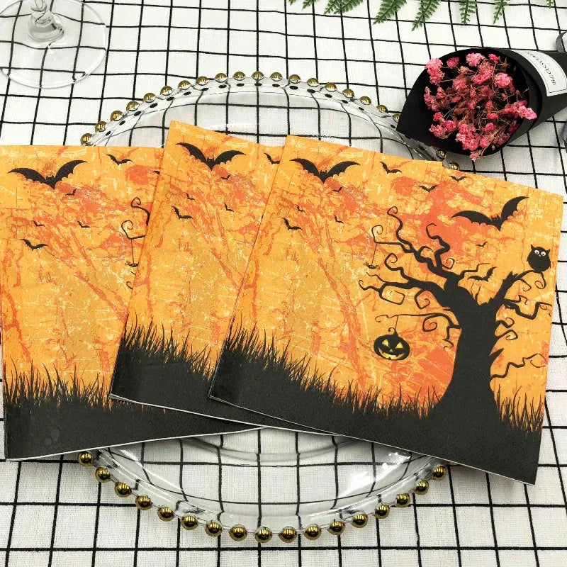serviette en papier arbre halloween originale