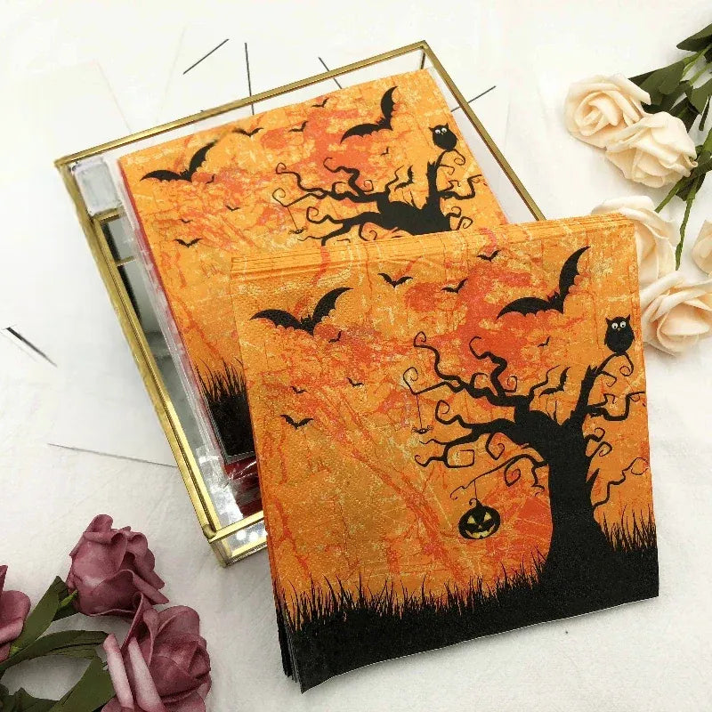 serviette en papier arbre halloween unique