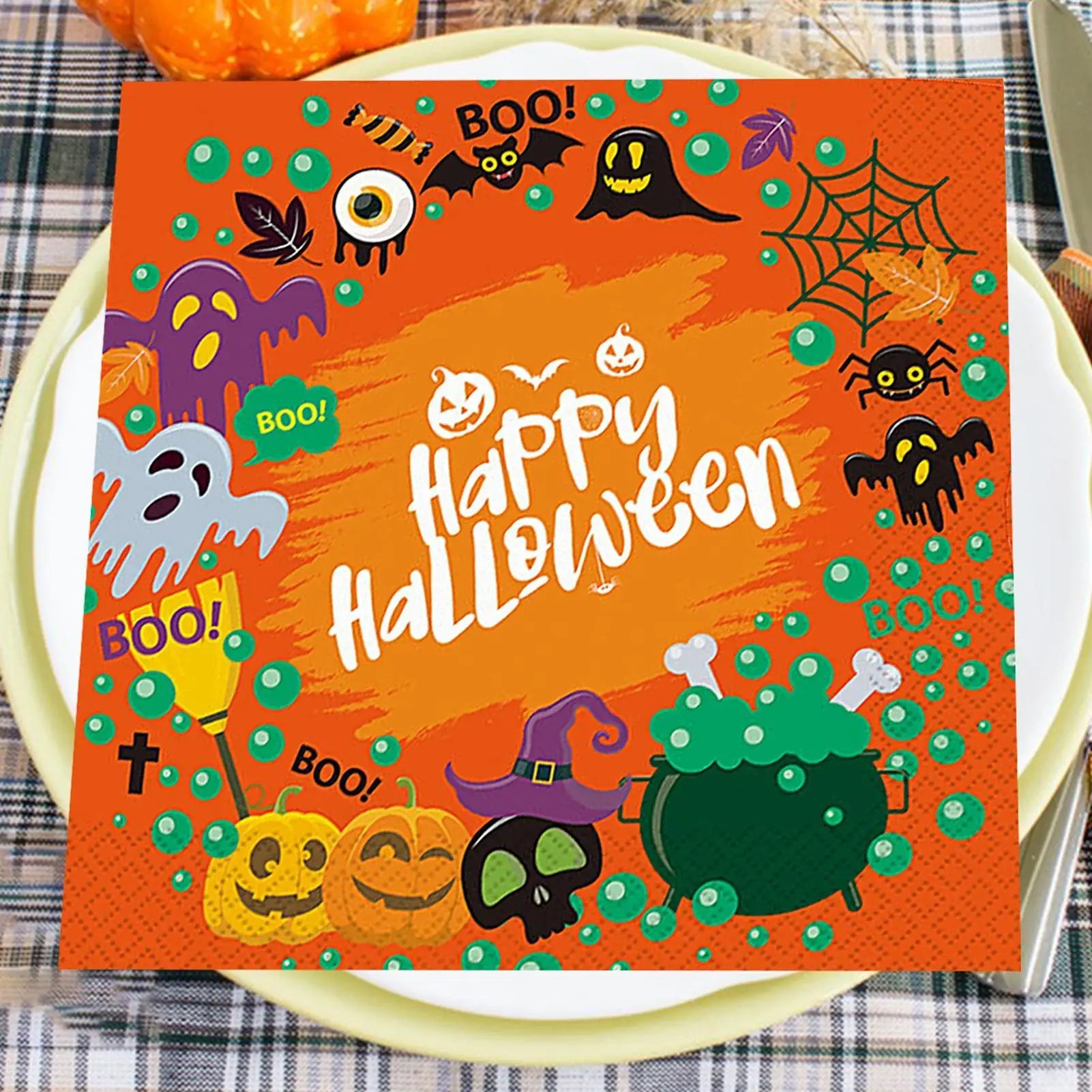 serviette halloween aux couleurs vives impeccable