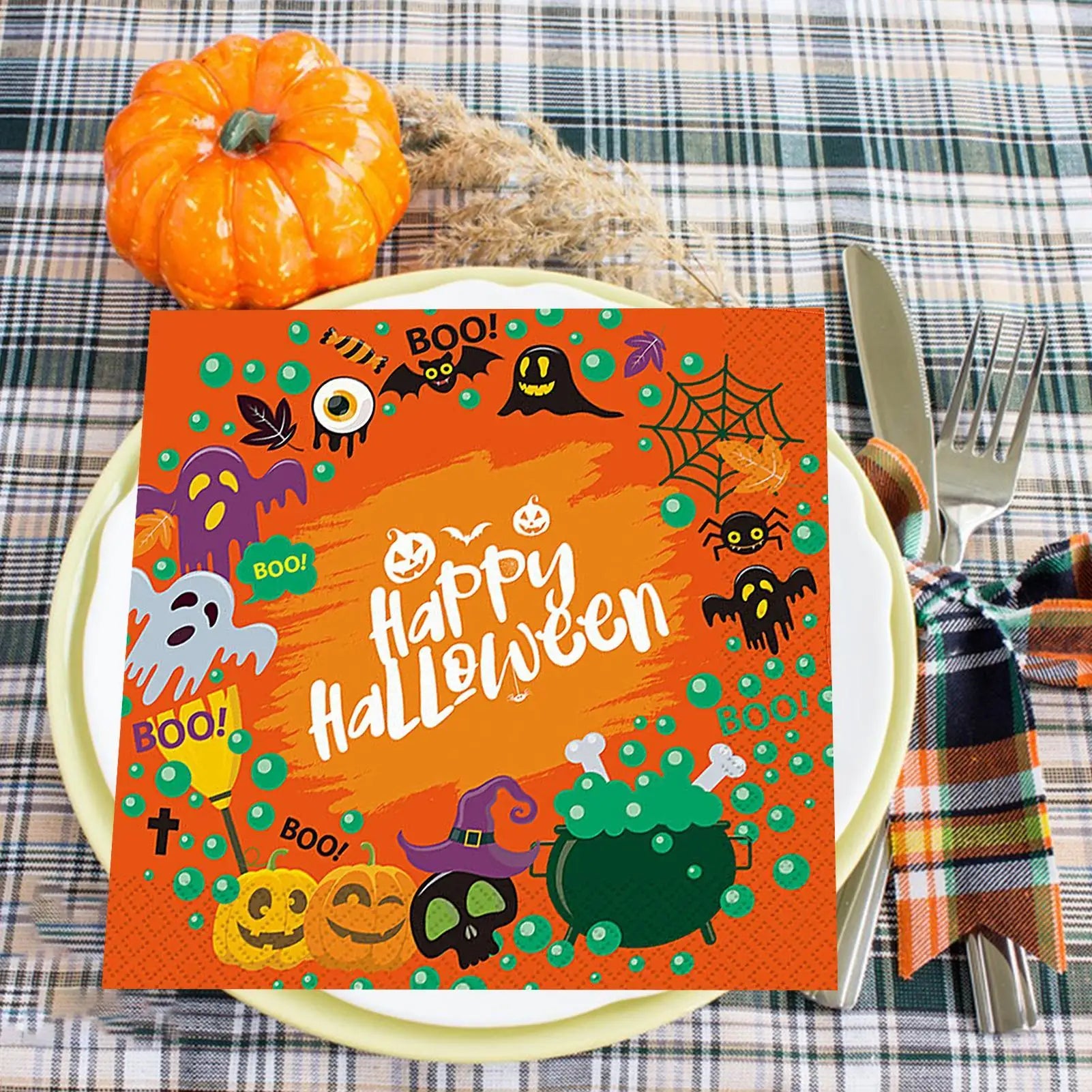 serviette halloween aux couleurs vives opération