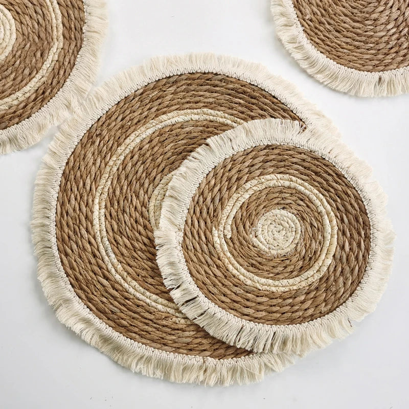 set de table en paille mariage boho chic