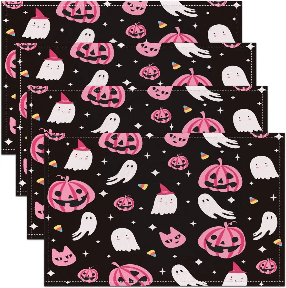 set de table halloween noir et rose unique