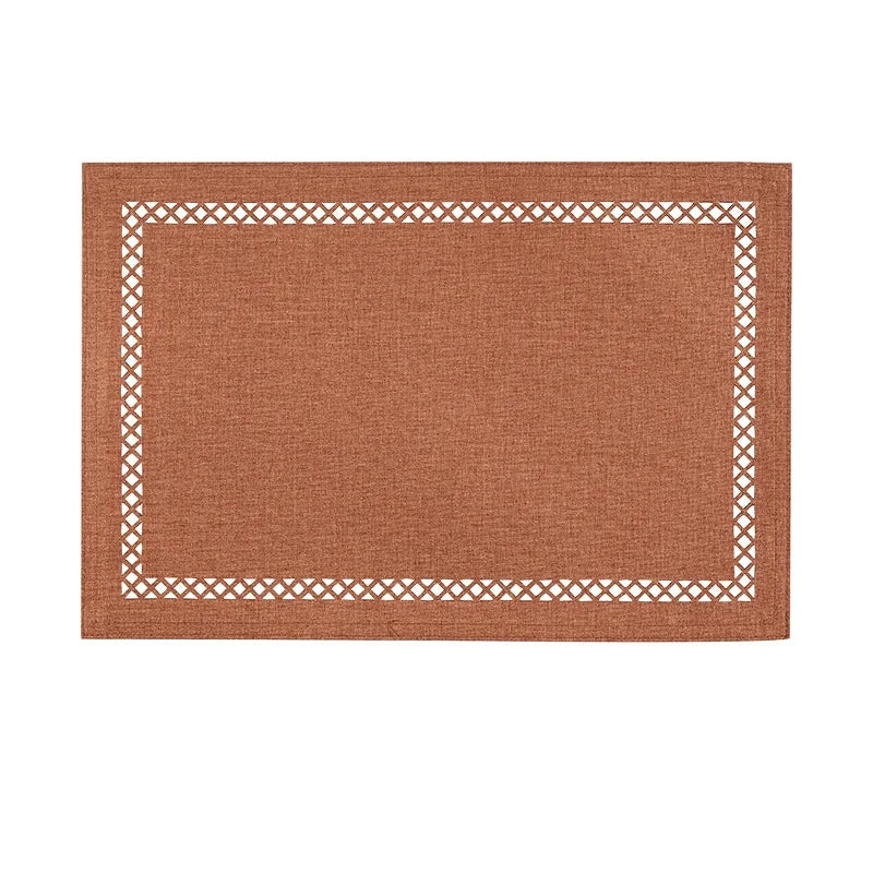 set de table mariage marron en tissu raffinée