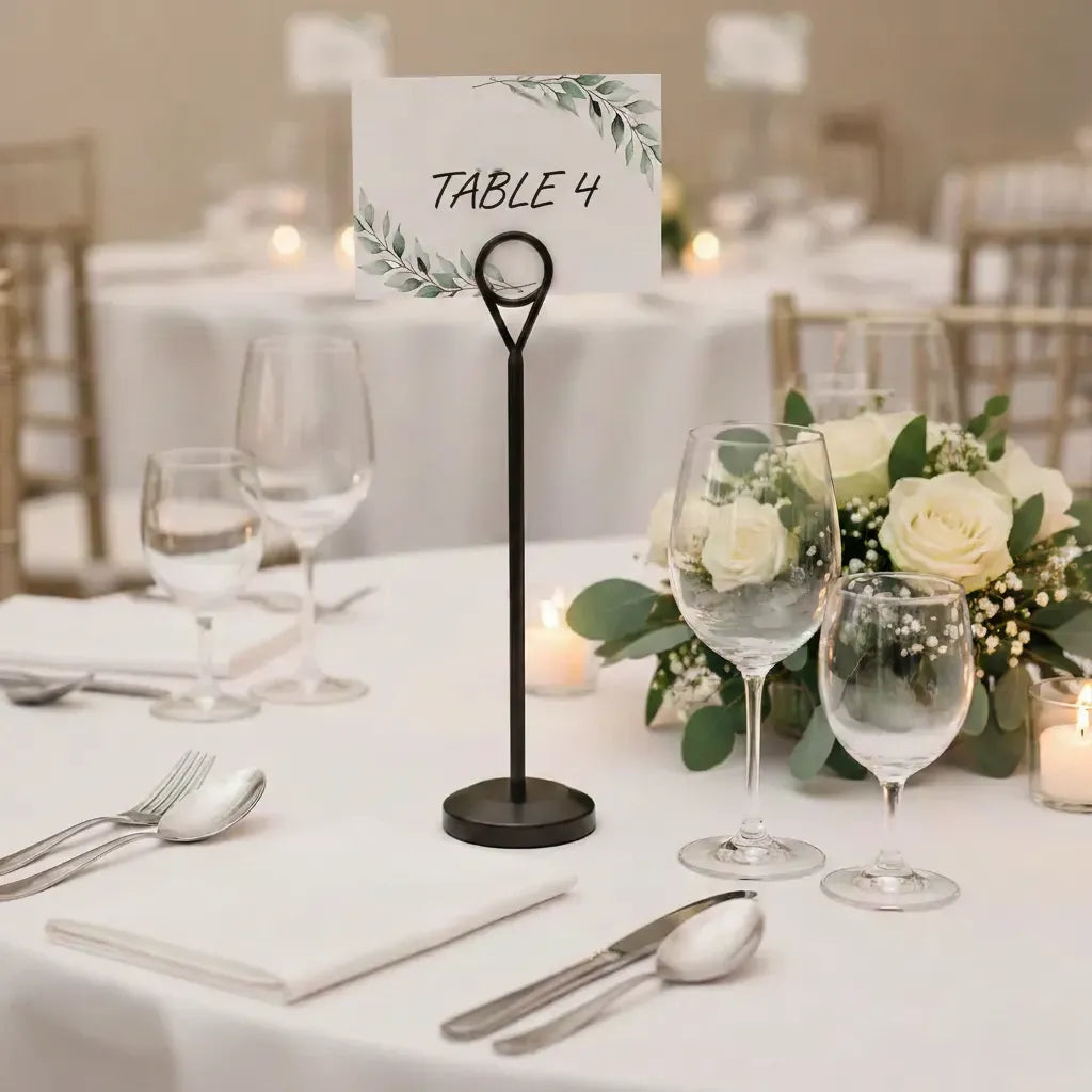 support numéro de table mariage noir  raffiné